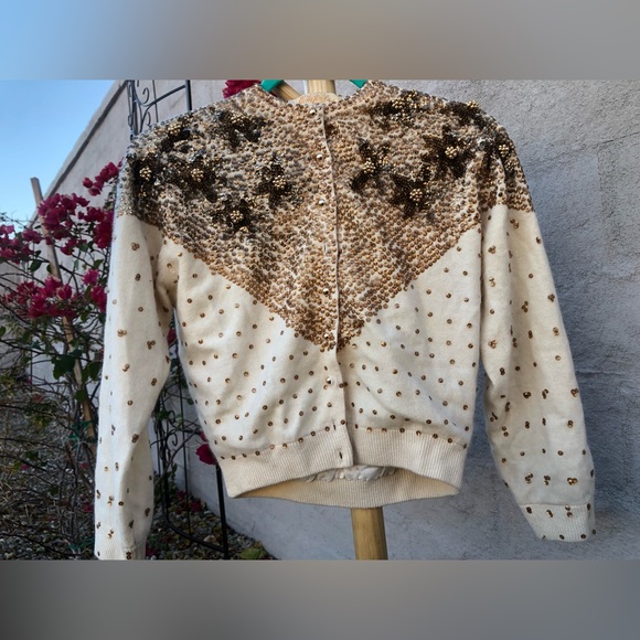 Vintage 1950s beaded and sequin cardigan - Picture 2 of 14